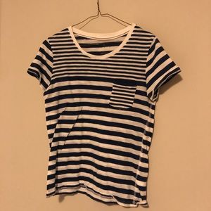 Navy blue and white striped T-shirt